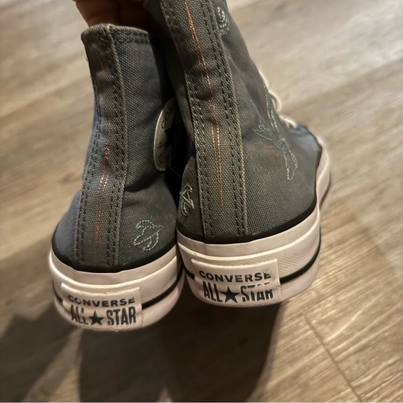 Converse Chuck Taylor Platform Lift Gray High-Top Canvas Sneakers - Picture 10 of 12